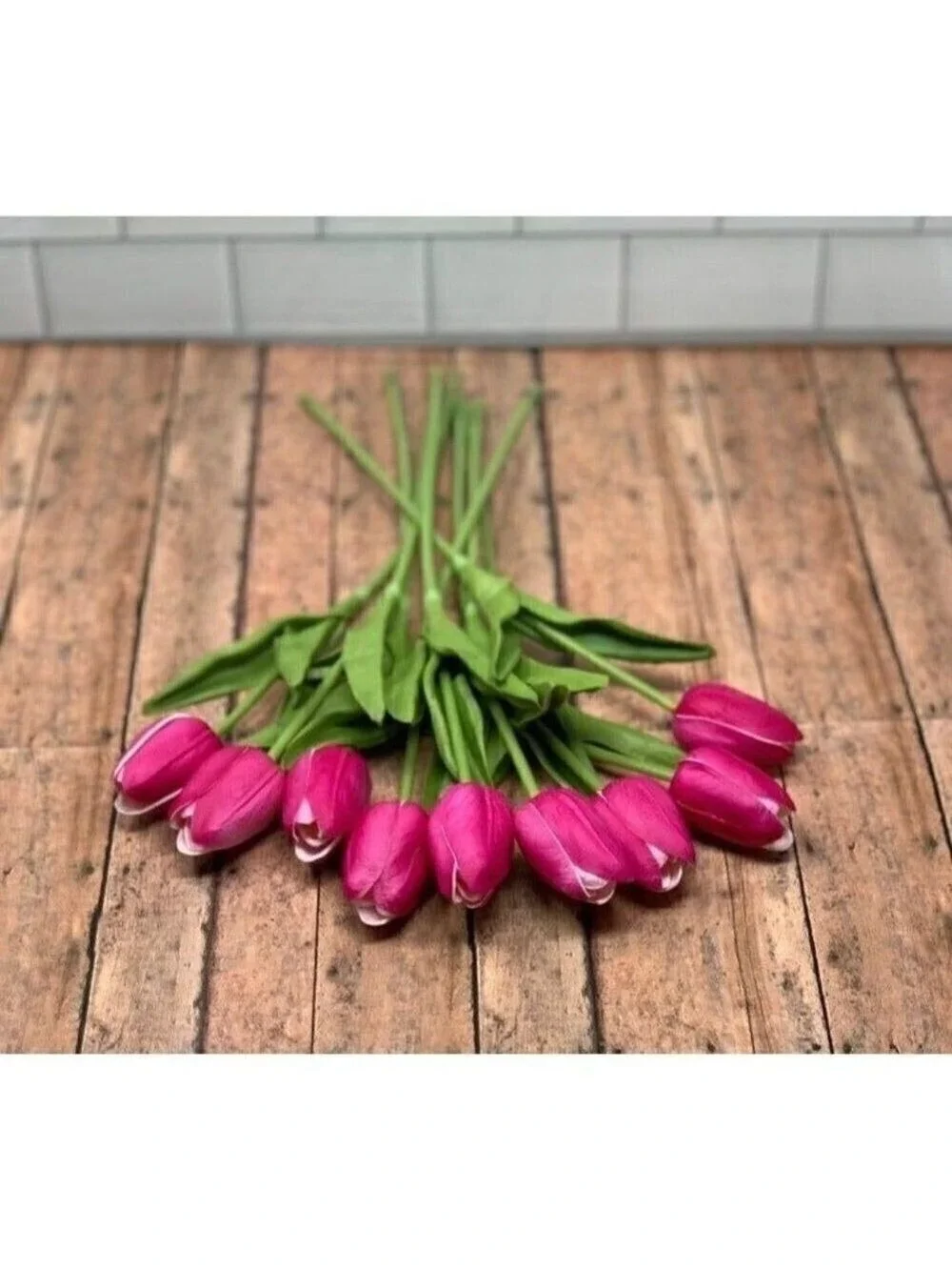 Farmhouse Artificial Pink Tulips 14 Inch Realistic Bundle Of 10 Fake Mom Gift